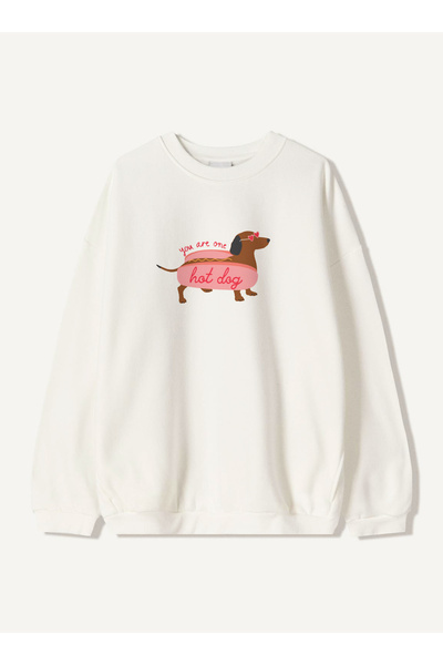 Disante Hanorac unisex oversize cu imprimeu You Are One Hot Dog – Gât cu gât ...