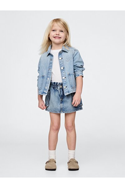 GAP Kız Bebek Mavi Ultrasoft Denim Kargo Etek