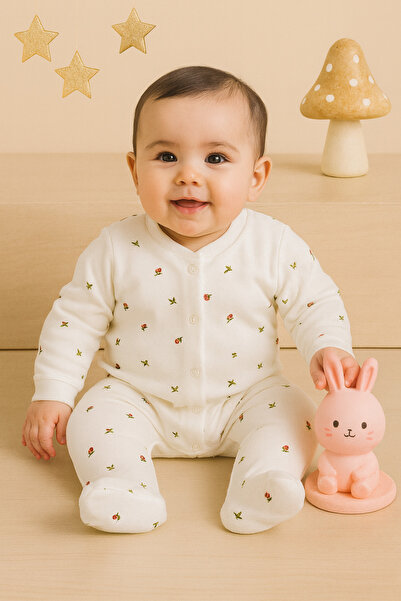 AKİ MODA KİDS Baby Girl Newborn Floral Jumpsuit