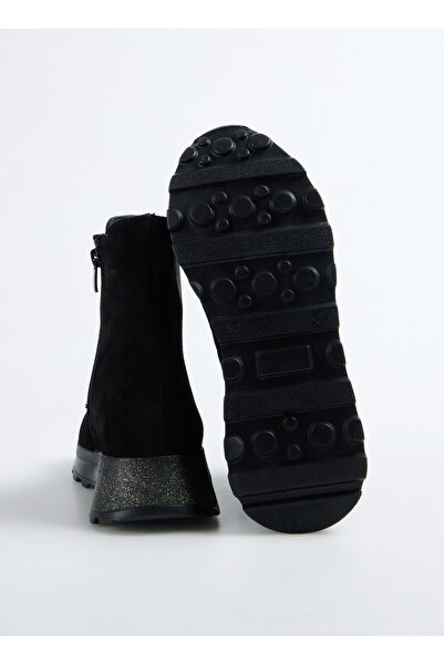 Cotton Bar Deri Siyah Kadın Bot D-ANABEN