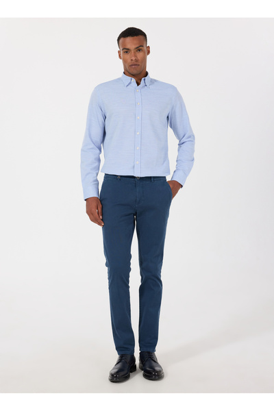 ALTINYILDIZ CLASSICS Altınyıldız Classics Comfort Fit Düğmeli Yaka Mavi Erkek Gömlek ACE020252049_MAV