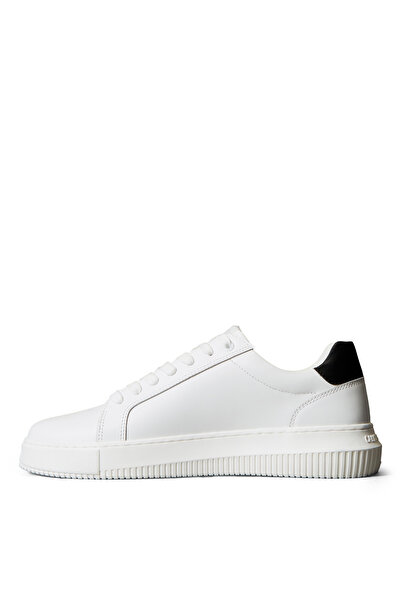 Calvin Klein Erkek Marka Logolu Şık Görünüşlü Deri Gündelik Kullanıma Uygun Beyazz1 Sneaker YM0YM01