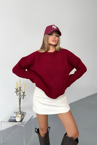 İLKCET MODA Balloon Sleeve Knitwear Oversize Sweater