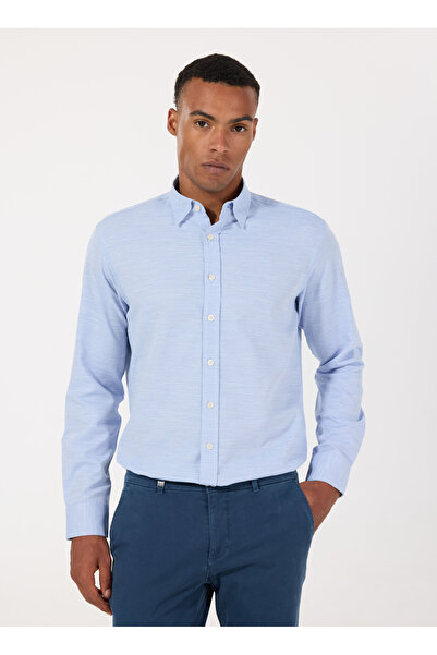 ALTINYILDIZ CLASSICS Altınyıldız Classics Comfort Fit Düğmeli Yaka Mavi Erkek Gömlek ACE020252049_MAV