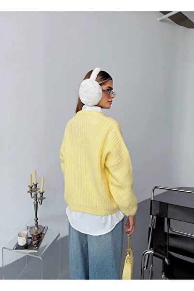 İLKCET MODA Balloon Sleeve Knitwear Oversize Sweater