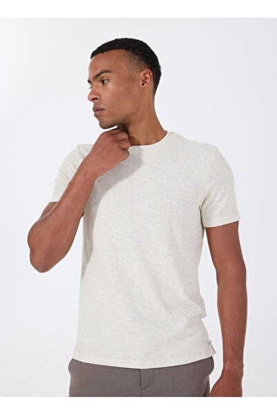 ALTINYILDIZ CLASSICS Ανδρικό μπλουζάκι Altınyıldız Classics με λαιμόκοψη Jacquard Beige ACE091252111_BEJ