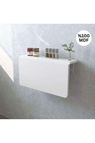 Kydonia Home 45x72 Cm Oval Köşeli Raflı Kırma Katlanır Duvara Monte Masa