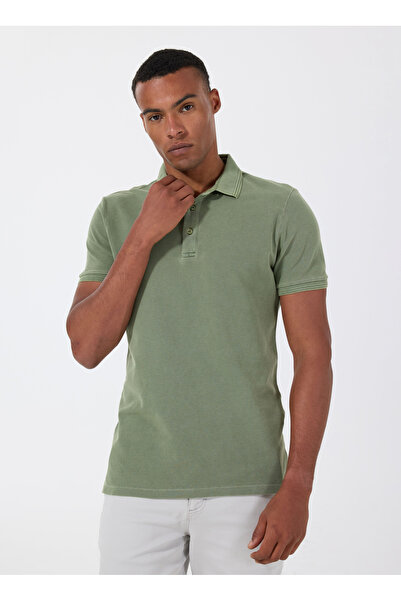 ALTINYILDIZ CLASSICS Sixstar Classics Polo Neck Plain Khaki Men's T-Shirt Ace...