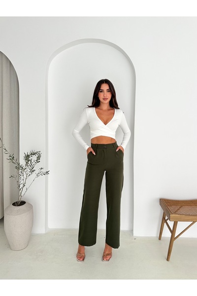 Brantu Women's Elastic Waist Lycra High Waist Palazzo Pants