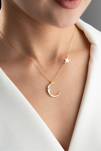 Silvano Jewelry 925 Ayar Gümüş Yıldızlı Hilal Kolye
