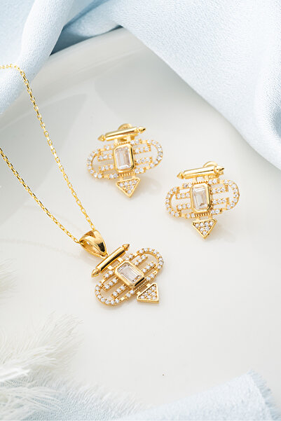 Silvano Jewelry 925 Ayar Gümüş Şeyma (Kolye-Küpe) Seti