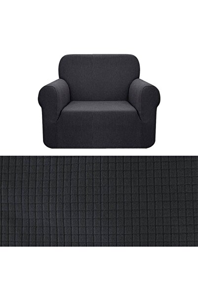 TUCHMALL غطاء كرسي بذراعين قابل للتمدد لشخص واحد - غطاء مقعد بنمط مربع قابل ل...