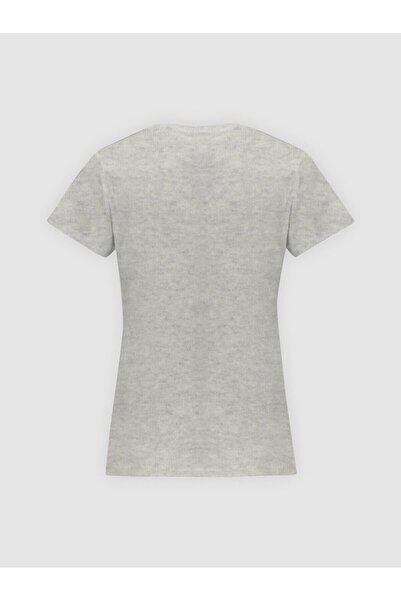 Ltb Μπλουζάκι με λαιμόκοψη V με κοντό μανίκι κανονικό γκρι