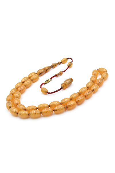 Murty99 Ahmet Emin Signed Almond Cut Moire White Squeeze Amber Prayer Beads