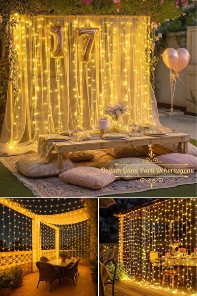 Technojet 2,5 X 2,5 M Kumandalı Perde Led USB girişli 8 Modlu Kalın Kablolu 12 Saçak 180 Led