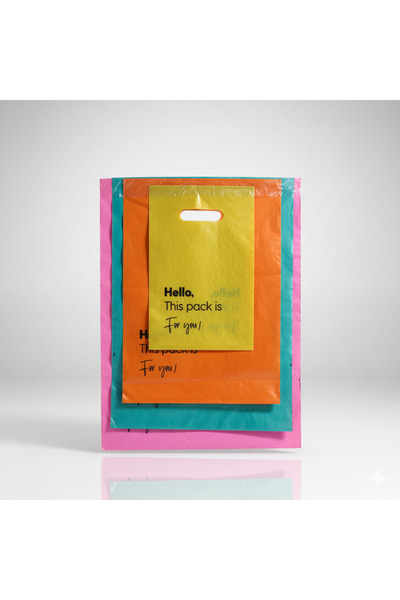 Ta-Fu Global Hello- Baskili Poşet TOPLAM 4 KG (20x30gold 30x40turuncu 35x50ye...