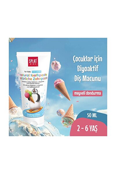Splat Diş Macunu Çocuk Meyveli Dondurma 2-6 Yaş 50Ml- 3'lü set