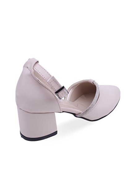 Sedef 399 Women's 5.5 cm Heel Ankle Strap Stone Shoes
