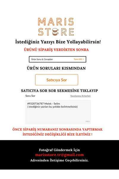 MARİS STORE Öğretmenler Günü Hediyesi Kişiye Özel İsimli ve Harfli Kupa Bardak