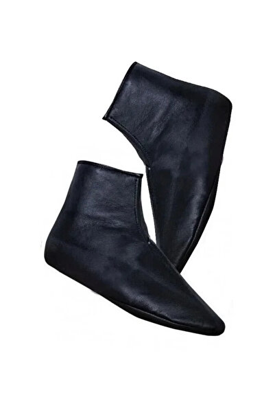 İhvan Mest Çorap Koyun Derisi Abdest Çorabı Astarlı Fermuarlı siyah