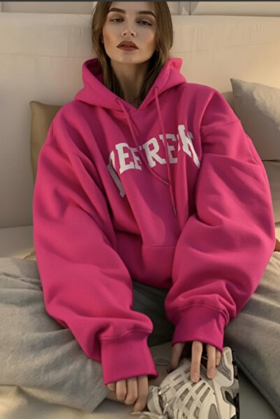 FECCY Pamuklu REFRESH Baskılı Kapüşonlu Sweatshir