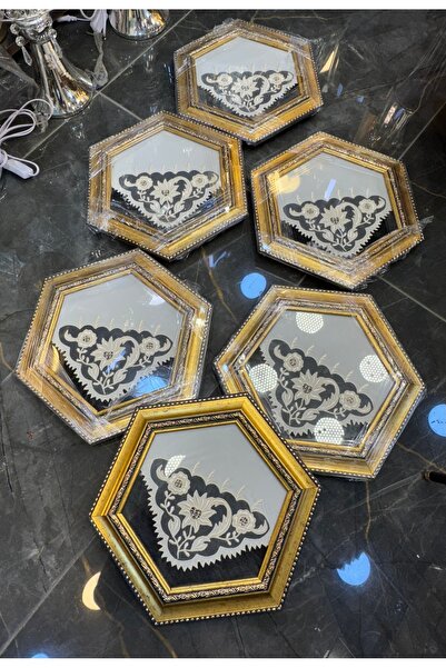 eyup ceyiz 1 Takım (6 adet) Antep İşlemeli Saray Zarafeti Otantik ve Hediyelik | Sunum Tepsisi