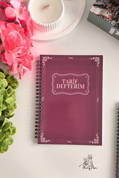 Flowery Paper Tarif defteri Klasik kapak ,Laminasyonlu Sert Kapak 50 yaprak/100 sayfa, Konsept defter, Notepad
