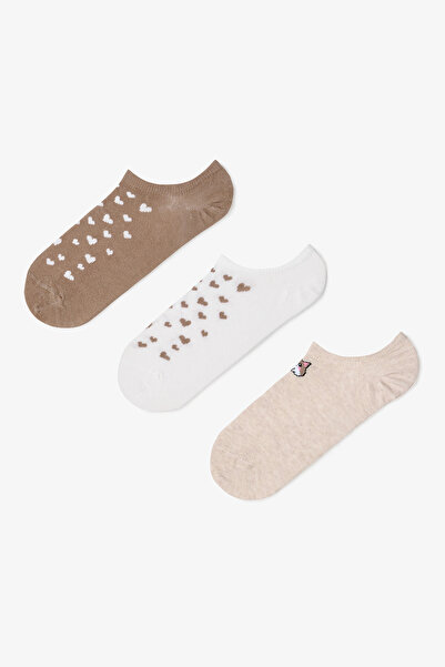3 Paar Sneaker-Socken aus Baumwolle mit Katzenmuster