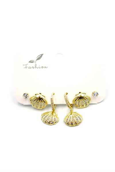 Royaleks أقراط صدف متعددة - ذهبي