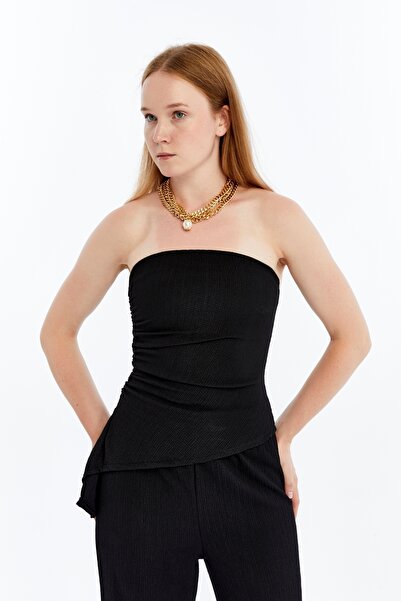 Maison La Femme Women's Suit Strapless Blouse Pants Suit