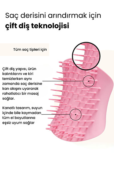 Tangle Teezer Scalp Brush Pink Masaj & Saç Fırçası - Islak Kuru Kullanım (Tüm Saç Tipleri)