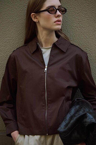 Hooopstore Κοντό μπουφάν Gabardine καφέ