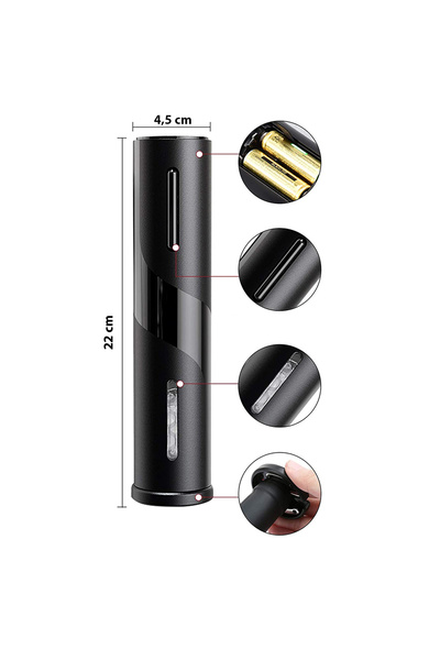 awwaline Set electric corkscrew and seal cutting accessory, awwaline, black