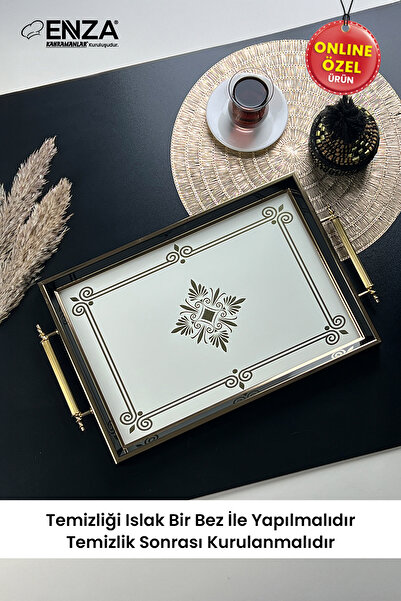 Genel Markalar Çınar Beyaz Çay Kahve Kahvaltılık Ve Sunum Tepsisi 48x29 Cm