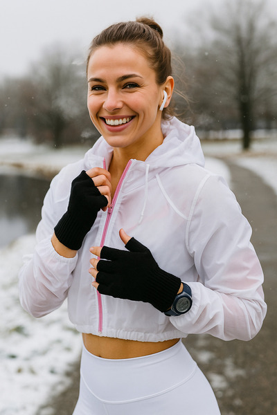 Luminos Butik قفازات سوداء للجنسين - نصف اصبع، موديل مقطوع Eld02