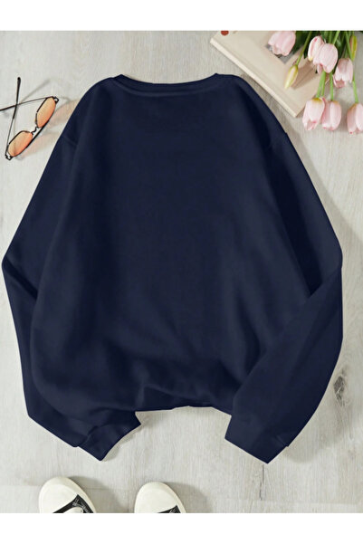 Trend Sizde Unisex Navy Blue Starry Night Vincent Van Gogh Printed Crew Neck Sweatshirt