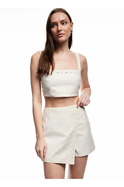 Koton Kare Yaka Bej Kadın Bluz 5SAK30061UW