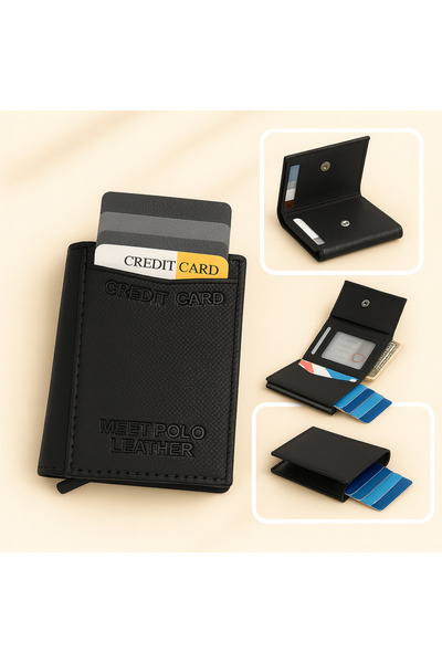 ZERAMİNE Mechanismed Faux Leather Men's Wallet – Waterproof Multi-Compartment Card Holder