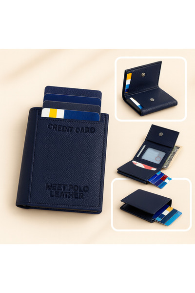 ZERAMİNE Mechanismed Faux Leather Men's Wallet – Waterproof Multi-Compartment Card Holder