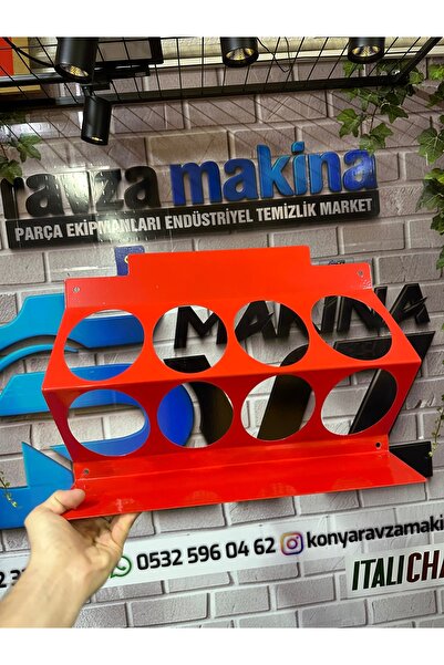 Ravza Makina Pasta Cila Şişe Standı - Kırmızı Renk / Oto Detailing Metal Düze...