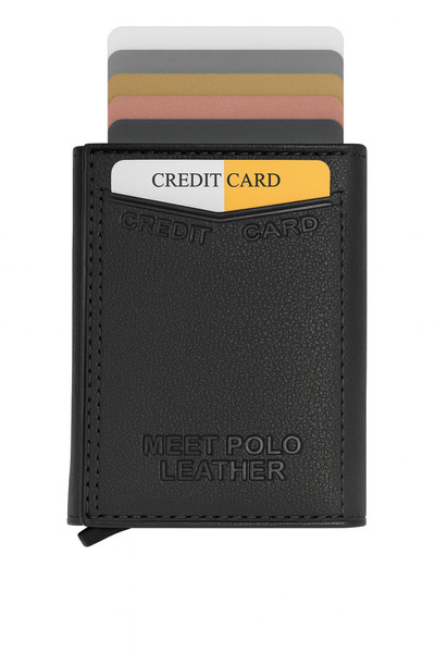 ZERAMİNE Mechanismed Faux Leather Men's Wallet – Waterproof Multi-Compartment Card Holder