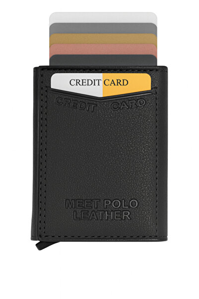 ZERAMİNE Ανδρικό πορτοφόλι από συνθετικό δέρμα με μηχανισμό – Αδιάβροχη θήκη καρτών πολλαπλών τμημάτων