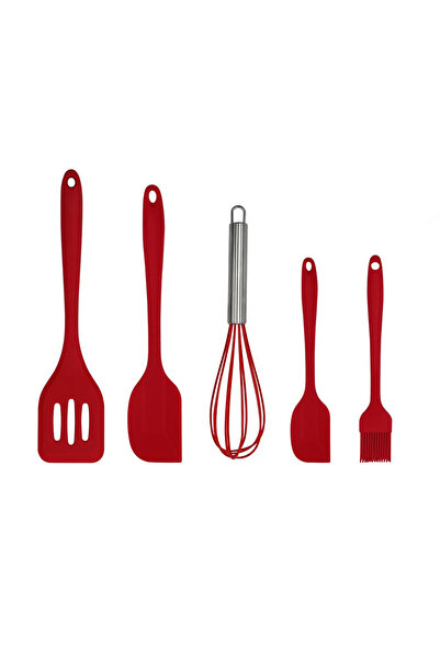 awwaline Set 5 ustensile de gătit din silicon, awwaline, roșu