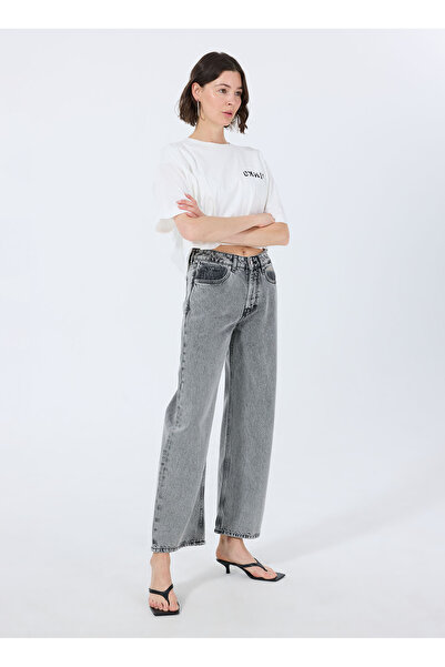 HUGO Gri Kadın Yüksek Bel Straight Fit Denim Pantolon 50539781