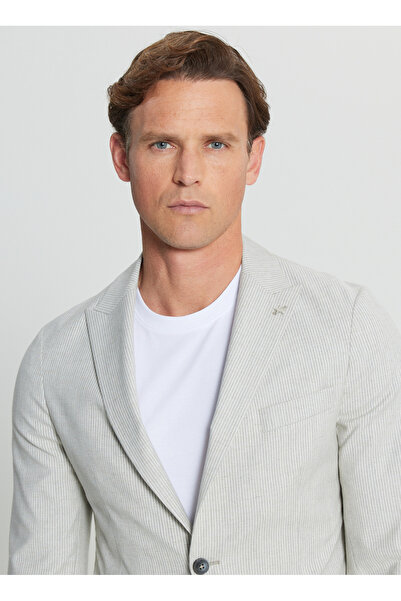 ALTINYILDIZ CLASSICS Altınyıldız Classics Normal Waist Slim Fit Gray - White Men's Suit Ace030252213_Gby