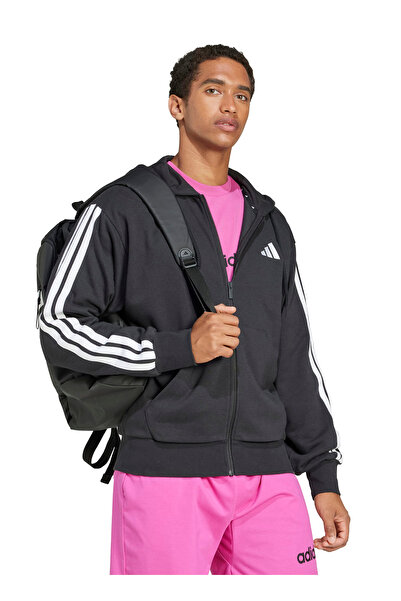 adidas JD1877 M 3S FT FZ HD Siyah Normal Düz Erkek Zip Ceket