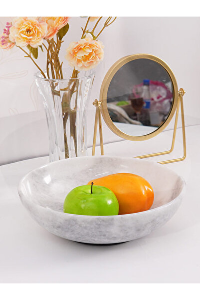 Radicaln Marble Fruit Bowl 10" White – Handmade Serving Bowl for Kitchen, Farmhouse & Dining Table