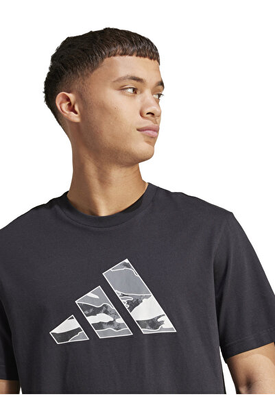 adidas Ανδρικό μπλουζάκι JM6381 M CAMO LOGO T με μαύρη λαιμόκοψη και κανονική στάμπα