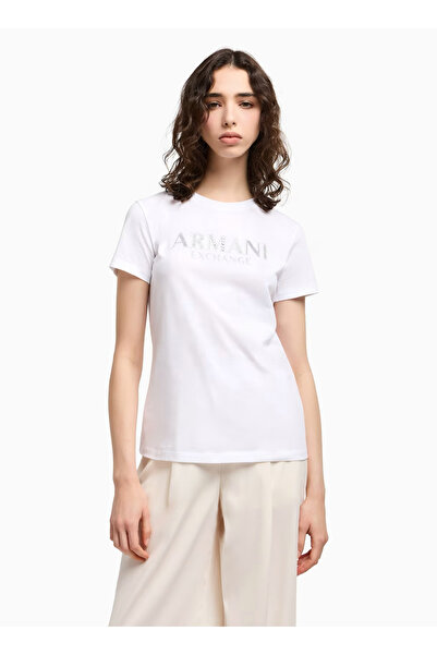 Armani Exchange Γυναικείο μπλουζάκι με λαιμόκοψη σε λευκό χρώμα Xw000387