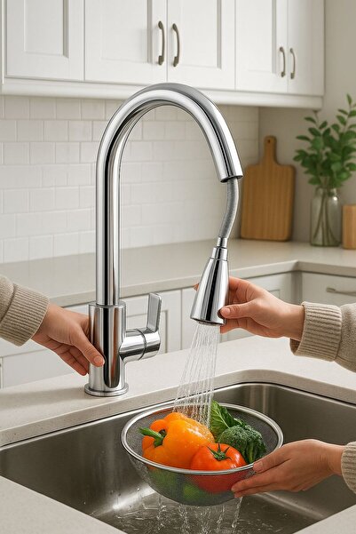RUDİ ARMATÜR Inox Spiral Kitchen Sink Faucet - All Brass
